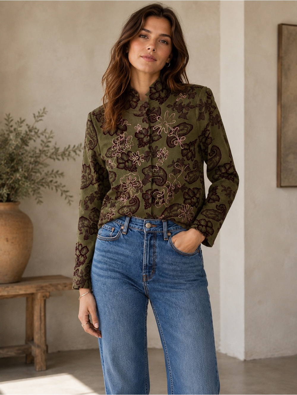 Vintage JH Collectibles Embroidered Cotton Sweater Jacket Petite S Artsy Boho